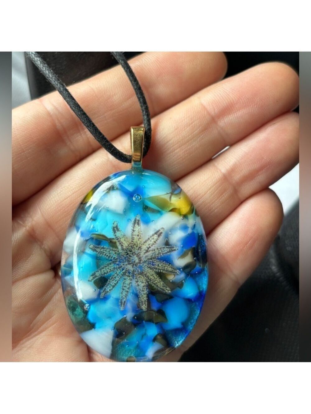 Blue Resin Starfish Pendant Necklace • Ocean Talism​an • Coastal Artisan Jewelry